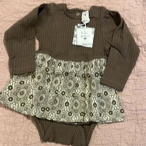 Kate Quinn Brown and White Bodysuit with Floral Design